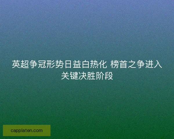 英超争冠形势日益白热化 榜首之争进入关键决胜阶段